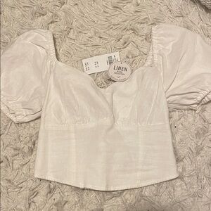Hollister White Linen Top